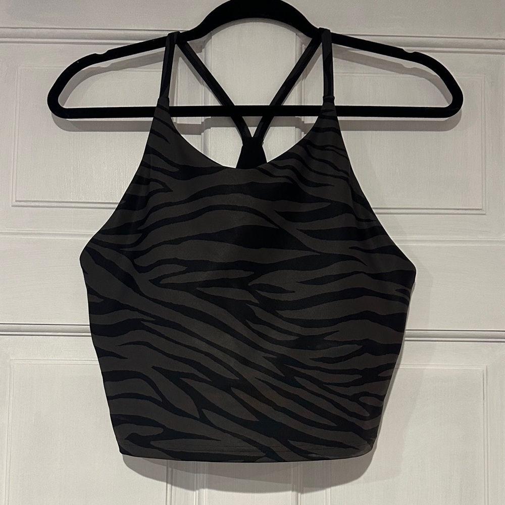 Old Navy Powersoft Black Zebra Long Line Workout Top